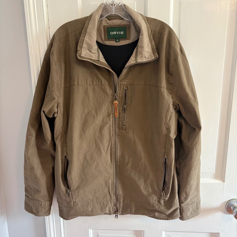 Orvis Mens Medium Briar Jacket Brown Bedford Cord Full Zip Utility Field